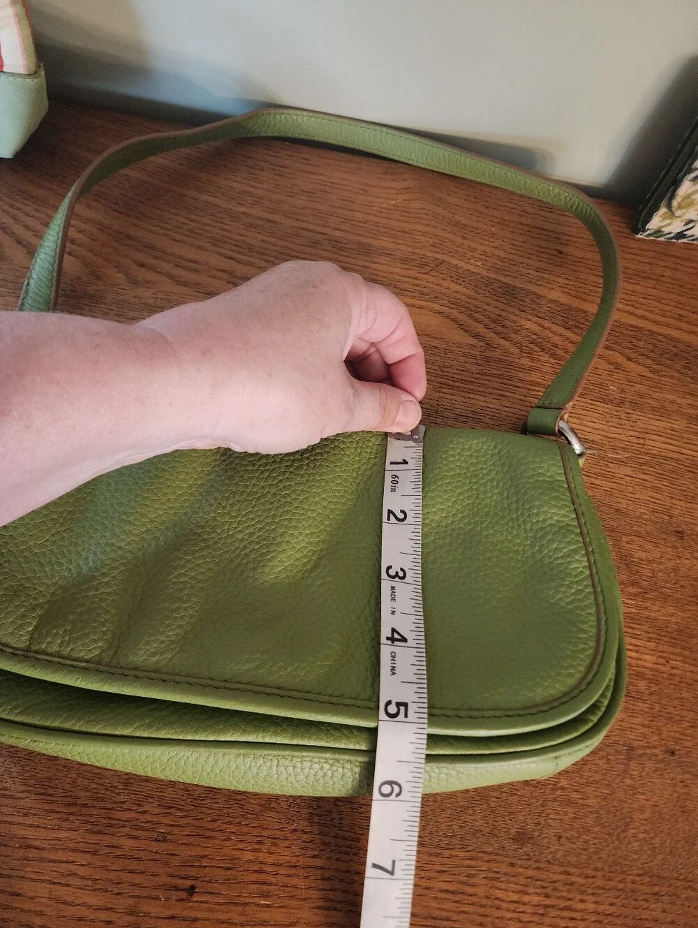 Wilsons Green Leather Bag & Longaberger Pouch W/free Wallet